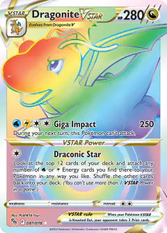 Dragonite VSTAR Rare Rainbow card from Pokémon GO