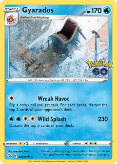 Gyarados Rare Holo card from Pokémon GO
