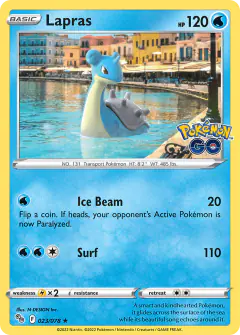 Lapras Rare Holo card from Pokémon GO