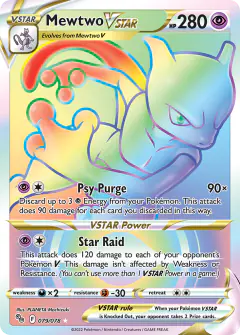 Mewtwo VSTAR Rare Rainbow card from Pokémon GO