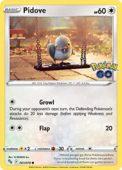 Pidove Common card from Pokémon GO