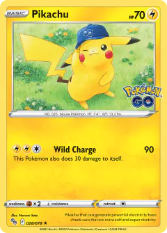 Pikachu Rare Holo card from Pokémon GO