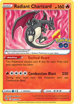 Radiant Charizard Radiant Rare card from Pokémon GO