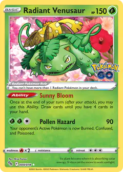Radiant Venusaur Radiant Rare card from Pokémon GO