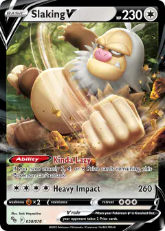 Slaking V Rare Holo V card from Pokémon GO