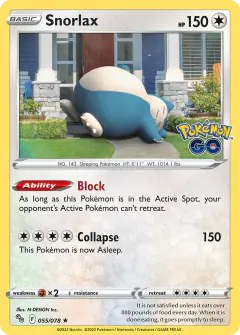 Snorlax Rare Holo card from Pokémon GO