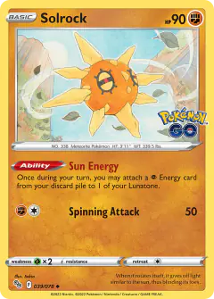 Solrock Uncommon card from Pokémon GO