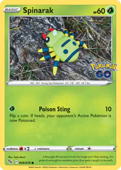 Spinarak Common card from Pokémon GO