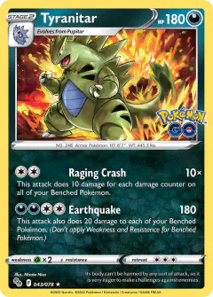 Tyranitar Rare Holo card from Pokémon GO