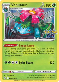 Venusaur Rare Holo card from Pokémon GO