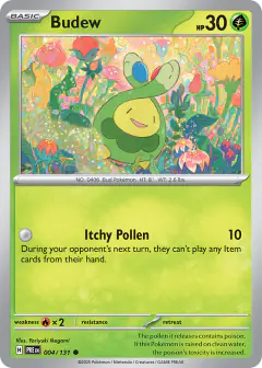 Budew Common card from Prismatic Evolutions