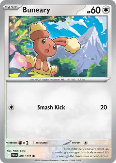 Buneary Common card from Prismatic Evolutions