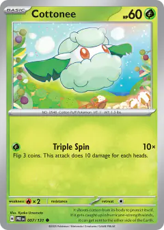 Cottonee Common card from Prismatic Evolutions