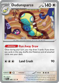 Dudunsparce Rare card from Prismatic Evolutions