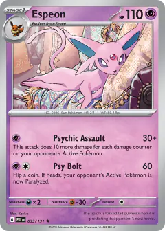 Espeon Rare card from Prismatic Evolutions