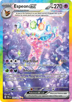 Espeon ex Special Illustration Rare card from Prismatic Evolutions