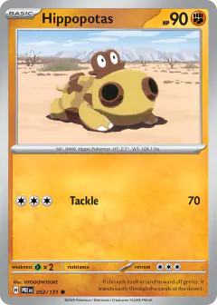 Hippopotas Common card from Prismatic Evolutions