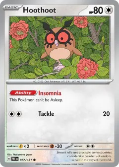Hoothoot Common card from Prismatic Evolutions