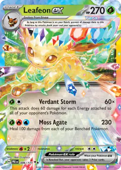 Leafeon ex Double Rare card from Prismatic Evolutions