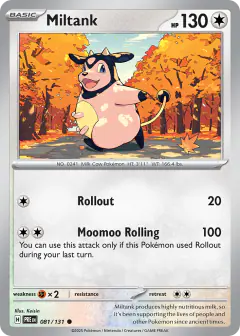 Miltank Common card from Prismatic Evolutions