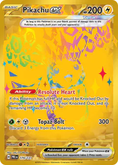 Pikachu ex Hyper Rare card from Prismatic Evolutions