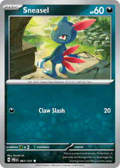 Sneasel Common card from Prismatic Evolutions