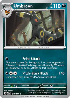 Umbreon Rare card from Prismatic Evolutions