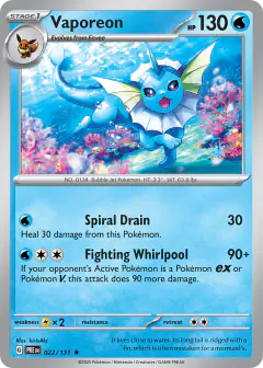 Vaporeon Rare card from Prismatic Evolutions