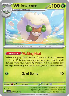Whimsicott Rare card from Prismatic Evolutions