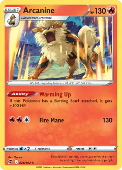 Arcanine Rare card from Rebel Clash