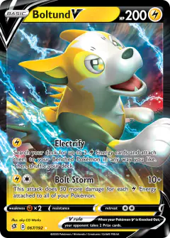 Boltund V Rare Holo V card from Rebel Clash