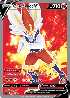 Cinderace V Rare Ultra card from Rebel Clash