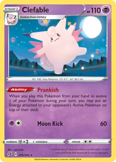 Clefable Rare Holo card from Rebel Clash