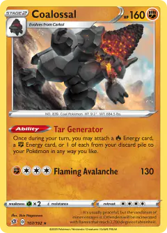 Coalossal Rare Holo card from Rebel Clash