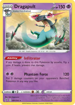 Dragapult Rare Holo card from Rebel Clash