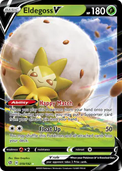 Eldegoss V Rare Holo V card from Rebel Clash