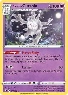 Galarian Cursola Rare Holo card from Rebel Clash