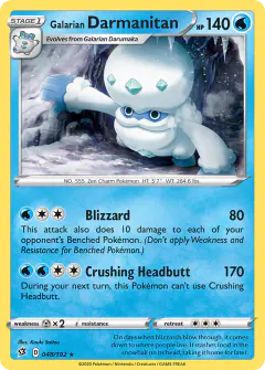 Galarian Darmanitan Rare card from Rebel Clash
