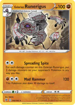 Galarian Runerigus Rare card from Rebel Clash