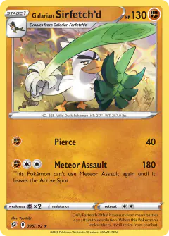 Galarian Sirfetch'd Rare Holo card from Rebel Clash