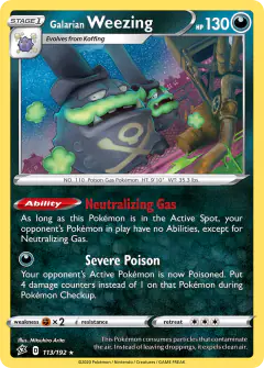 Galarian Weezing Rare Holo card from Rebel Clash