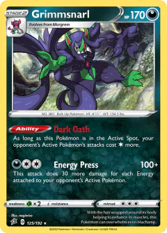 Grimmsnarl Rare Holo card from Rebel Clash