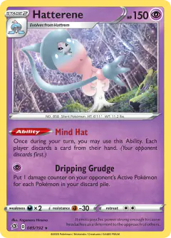 Hatterene Rare Holo card from Rebel Clash