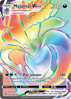 Malamar VMAX Rare Rainbow card from Rebel Clash