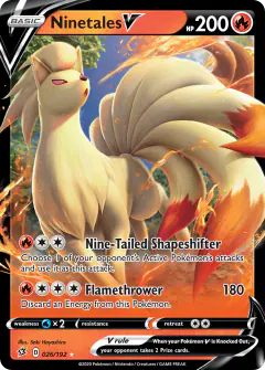 Ninetales V Rare Holo V card from Rebel Clash