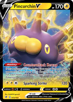 Pincurchin V Rare Holo V card from Rebel Clash