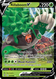 Rillaboom V Rare Holo V card from Rebel Clash
