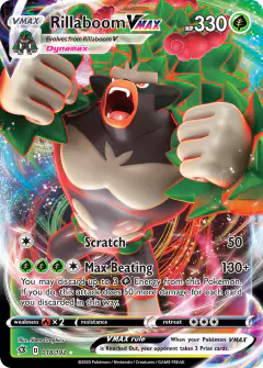 Rillaboom VMAX Rare Holo VMAX card from Rebel Clash