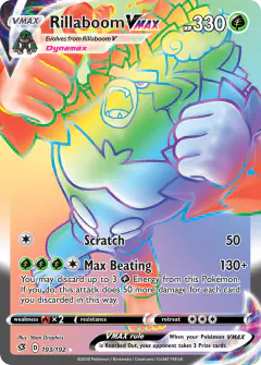 Rillaboom VMAX Rare Rainbow card from Rebel Clash