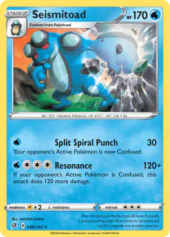 Seismitoad Rare card from Rebel Clash